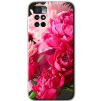 Redmi Note 11 4G Kılıf HD Desen Baskılı Arka Kapak - Kırmızı Beyaz Gül + Kırılmaz Cam