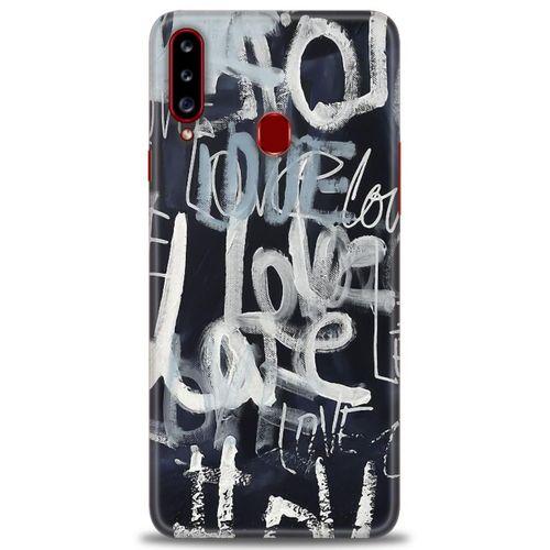 Samsung Galaxy A20S Kılıf HD Baskılı Kılıf - Gri Love + Tam Ekran Koruyucu