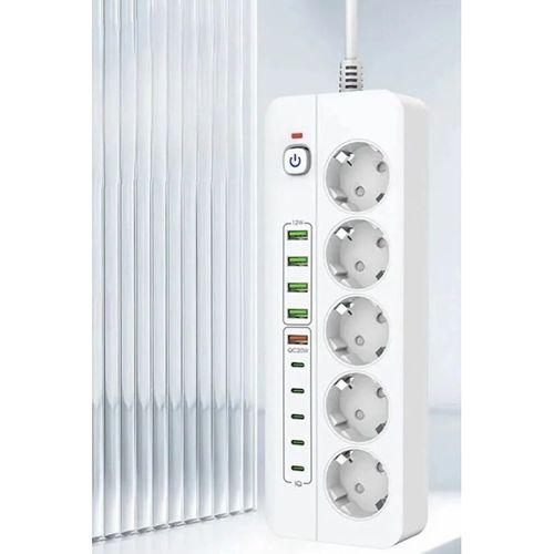 3500w Akım Korumalı 5’li Grup Priz: 5x Usb + 5x Type-c Çıkışlı (2 Metre)