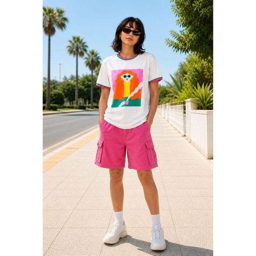 ALEXANDERGARDI Yaka ve Kol Detaylı Baskılı Kadın T-shirt