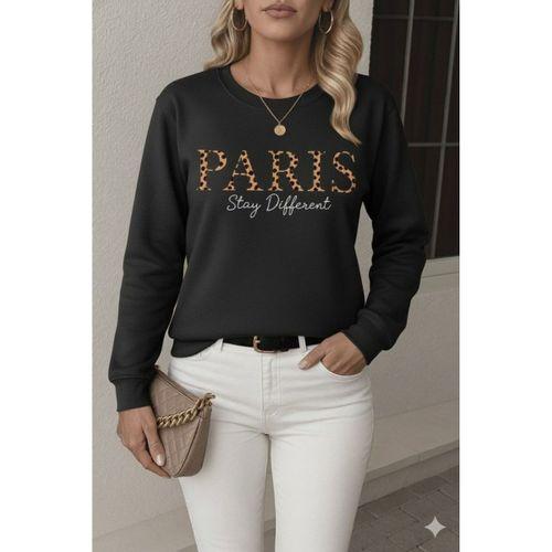 Kadın Uzun Kollu Bisiklet Yaka Desenli Viskon Iki Iplik Bluz