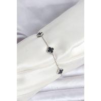 316L Çelik Gümüş Renk Siyah Baby Boy Yonca Bileklik