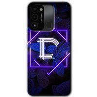 Tecno Spark 8C Kılıf HD Desen Baskılı Arka Kapak - Dark Neon Yaprak D Harfi