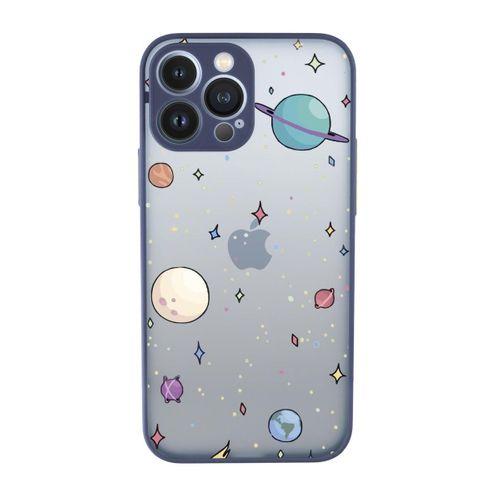 iPhone 13 Pro Uyumlu Gezegenler Desenli Kamera Korumalı Buzlu Şeffaf Lüx Telefon Kılıfı