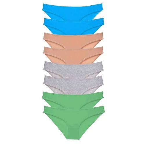 8 Adet Süper Eko Set Likralı Kadın Slip Külot Ten Gri Yeşil Mavi
