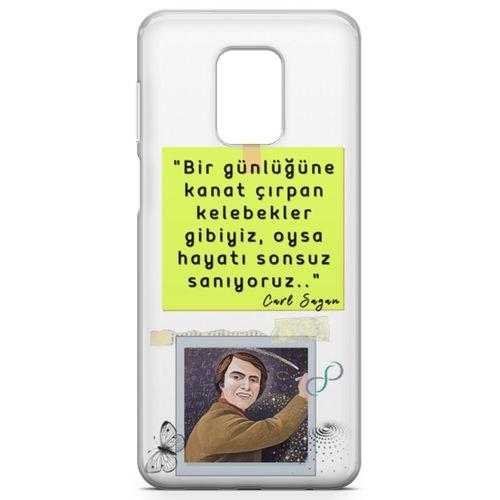 Xiaomi Redmi Note 9S Kılıf Caps Carl Sagan Arka Kapak Koruma Desenli Full Koruyucu