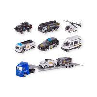 10 Parça Araç Taşıyan Tır Seti - Die Cast - DS047 - Polis