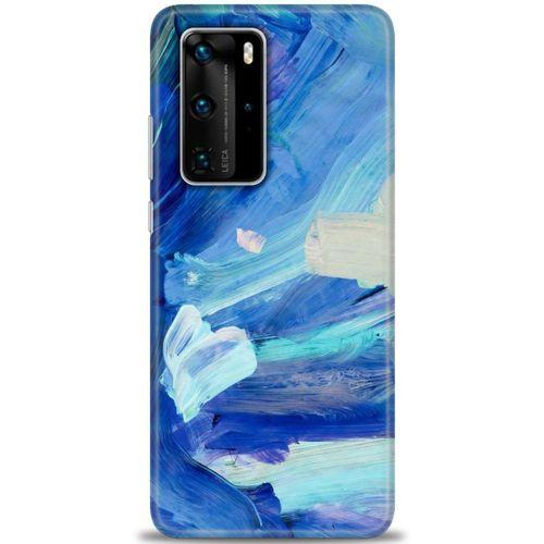 Huawei P40 Pro Kılıf HD Baskılı Kılıf - Mavi Beyaz + Tam Ekran Koruyucu