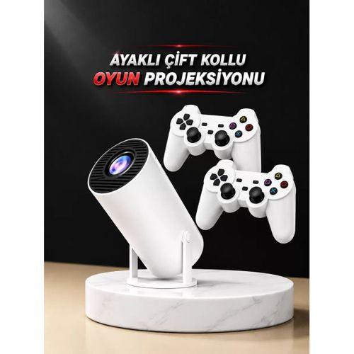 Projeksiyon Cihazı Video Oyun Konsolu Projektör Taşınabilir Ayaklı Çift Kollu 4k Çözünürlüklü
