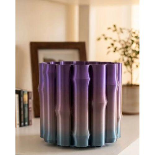 Mor Gri Dekoratif Vazo Modern Tasarım Salon Ofis Masa Üstü Aksesuar