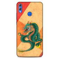 Huawei Honor 8x Kılıf Dragons (24) Darbe Emici Kılıf Tatoo Yeşil Ejderha