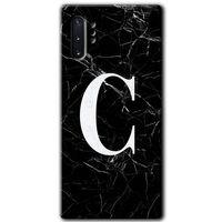 Potkal Hediye Fabrikası Samsung Galaxy Note 10 Plus HD Baskılı Kılıf + 9D Tam Ekran Koruyucu - Siyah Mermer C Harfi
