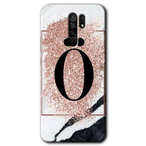 BeRa Aksesuar Xiaomi Redmi 9 Kılıf Baskılı Kapak - Pembe Mermer Desenli Ö Harfi +Tam Kaplayan Mat Seramik