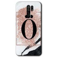BeRa Aksesuar Xiaomi Redmi 9 Kılıf Baskılı Kapak - Pembe Mermer Desenli Ö Harfi +Tam Kaplayan Mat Seramik