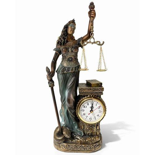 44x17 Cm Polyester Saatli Adalet Figürü