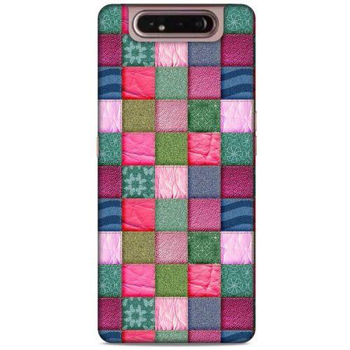 Samsung Galaxy A80 Kılıf Patchwork (35) Fit Design Kılıf Toz Pembe Lacivert
