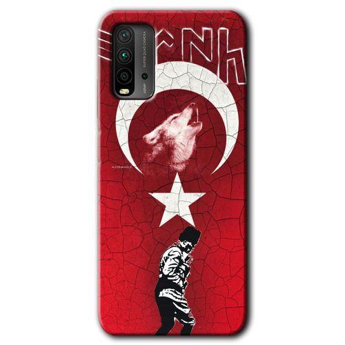 Poco M3 Kılıf HD Desen Baskılı Arka Kapak + Temperli Cam - Bozkurt Atam