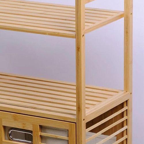 Bambu Kirli Çamaşır Sepeti 2 Bölmeli 2 Kat Organizer 80x33x87 cm