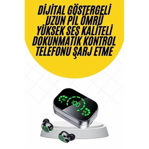 Kablosuz Bluetooth Kulaklık Çift Telefon Destekli Powerbankli Dijital Göstergeli