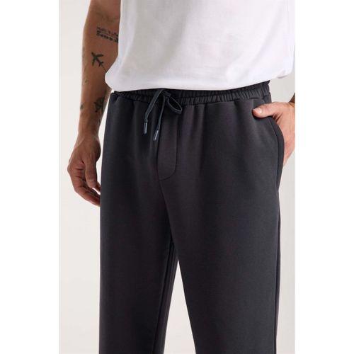 Mendes Baggy Kalıp Diagonal 3 İplik Kumaş Erkek Eşofman Altı Pantolon - Füme