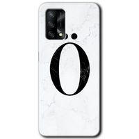 Oppo A54 Kılıf HD Desen Baskılı Arka Kapak - Beyaz Mermer Desenli Ö Harfi + Kırılmaz Cam