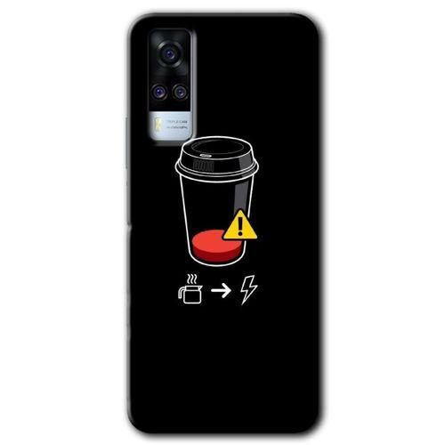 Potkal Hediye Fabrikası Vivo Y51a Kılıf HD Desen Baskılı Arka Kapak - Coffee Battery