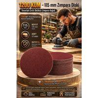 12 ADET 1200 KUM Yuvarlak Cırtlı Zımpara Diski 115 mm Deliksiz Zımpara Kağıdı 723225