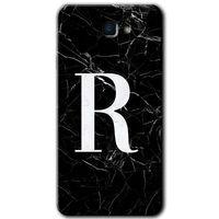 Galaxy J7 Prime Kılıf HD Desen Baskılı Arka Kapak - Siyah Mermer Desenli R Harfi