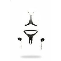 Siyah Harness Takım Deri Zincir Detaylı 4 Parçalı - Brf1232