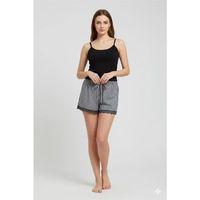 Çizgili Penye Kadın Ev Şortu Bacak Dantel Detaylı Ev Giyim Siyah