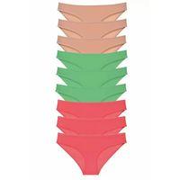 9 adet Süper Eko Set Likralı Kadın Slip Külot Ten Yeşil Fuşya