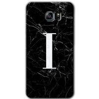 MRCİLETİSİM MRCİLETİSİM Samsung Galaxy Note 5 Kılıf HD Desen Baskı Arka Kapak + Temperli Cam - Siyah Mermer Desenli I Harfi