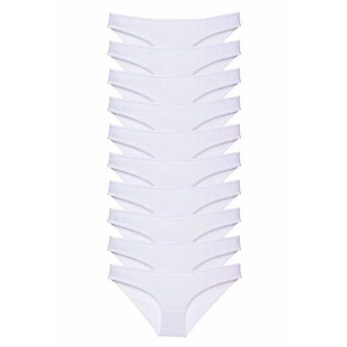 10 adet Süper Eko Set Likralı Kadın Slip Külot Beyaz