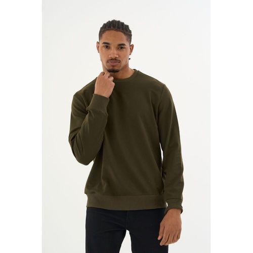 Süperlife Erkek Gri Bisiklet Yaka Ribanalı Regular Fit Sweatshirt spr26swk930