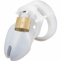 Silikon Beyaz Penis Kilidi Erkek Bekaret Cihazı Chastity Cock Cage Küçük Boy Penis Esaret Kafesi