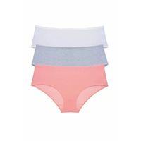 3 Adet Kadın Yüksek Bel Bato Külot Beyaz Gri Pudra