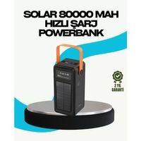 80000 Mah Güneş Enerjili Powerbank 4 Kablolu Type C Lightning Micro Usb