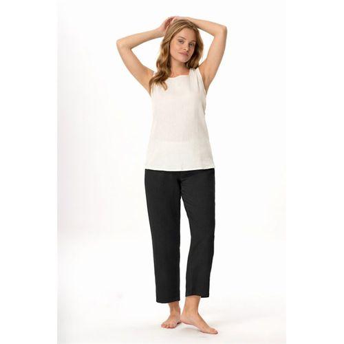 Şile Bezi Pamuk Rahat Kesim Beli Lastikli Jüpon Pantolon Astarı Siyah Syh