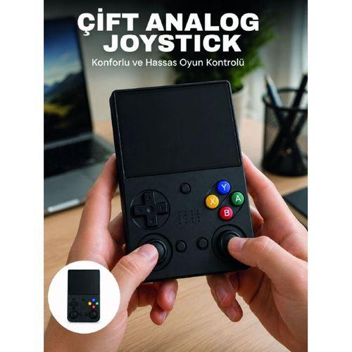 3 5 İnç Ips Ekran Retro Oyun Konsolu 64gb Dahili Hafıza Çift Analog Joystick Taşınabilir El Konsolu