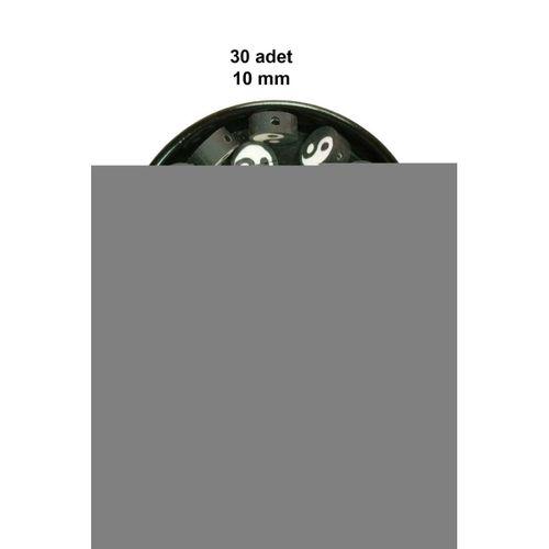 30 Adet 10 mm Polimer Kil Fimo Boncuk Takı Bileklik + 1 Metre Lastikli Misina Hediye - Yin Yang
