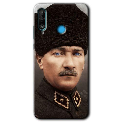 Huawei P30 Lite Kılıf Kapak - Başkomutan Atatürk +Hayalet Ekran Yandan Gözükmez