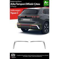 S-Dizayn Volkswagen Tiguan Krom Arka Tampon Difüzör Çıtası OEM Still 2 Prç. 2024 Üzeri A+ Kalite
