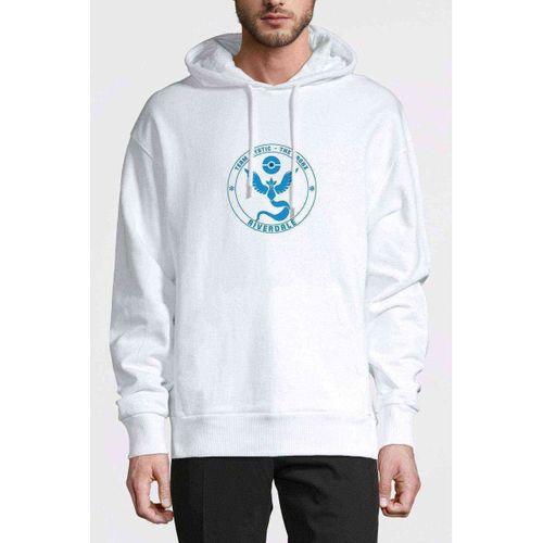 Riverdale Team Mystic Pokemon Go Baskılı Beyaz Erkek Kapşonlu Sweatshirt
