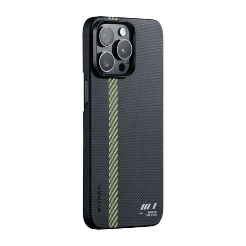 Apple iPhone 15 Pro Max Kılıf M-safe Şarj Özellikli Aramid Fiber Pitaka Tactile Woven Break The Line Kapak