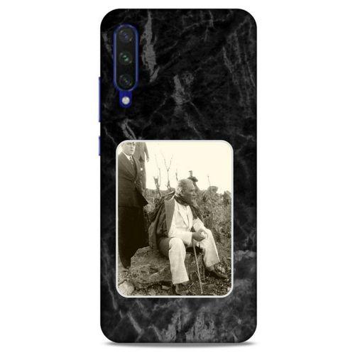 Xiaomi Mi A3 Kılıf Atatürk (29) Arka Koruma Kılıfı Siyah Mermer