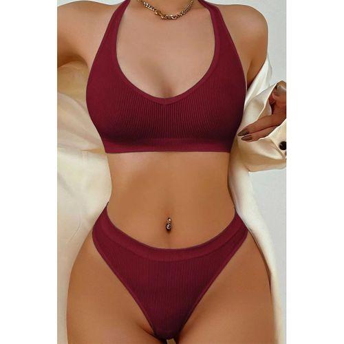 Kadın Bordo Seamless Tanga Sütyen Takım