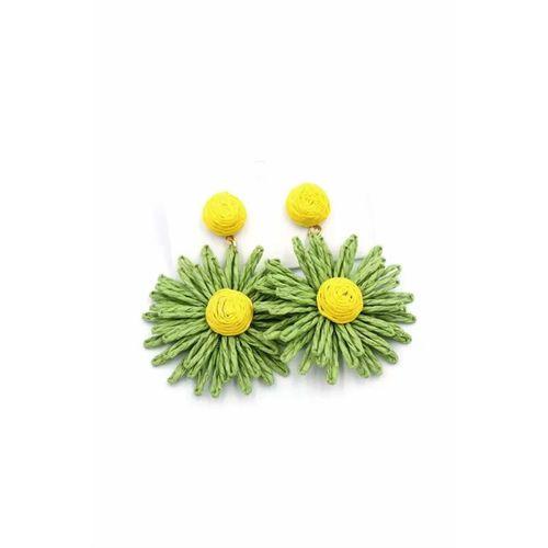 Papatya Hasır Küpe - Yeşil