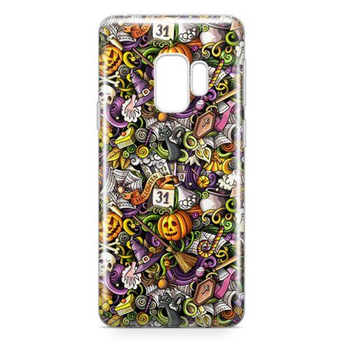 Samsung Galaxy S9 Kılıf Halloween Doodle Arka Kapak Koruma Desenli Full Koruyucu