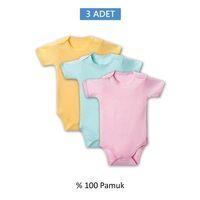 Çok Renkli Yarım Kol Body Zıbın 2-7 YAŞ Çocuklar İçin (3 ADET) Alttan Çıtçıtlı Özel Gereksinimli