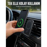 Araç İçi Manyetik Telefon Tutucu Ve 15w Kablosuz Hızlı Şarj Cihazı